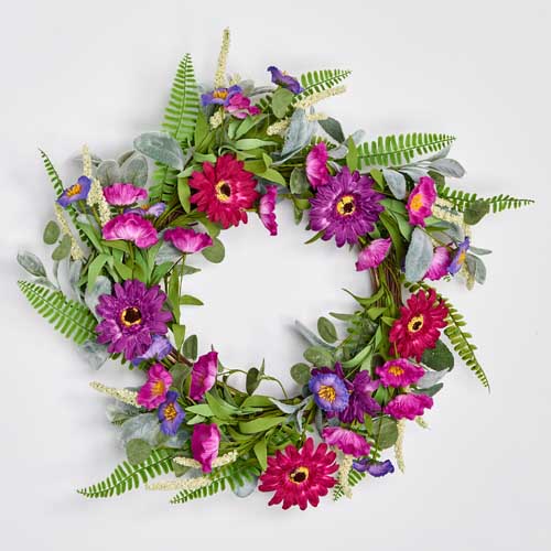 22" Flower Wreath w/ Fern
